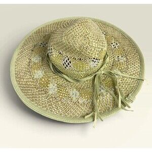 Preston & York Wide Brim Straw Hat Womens Floppy Sun Derby Italy EUC